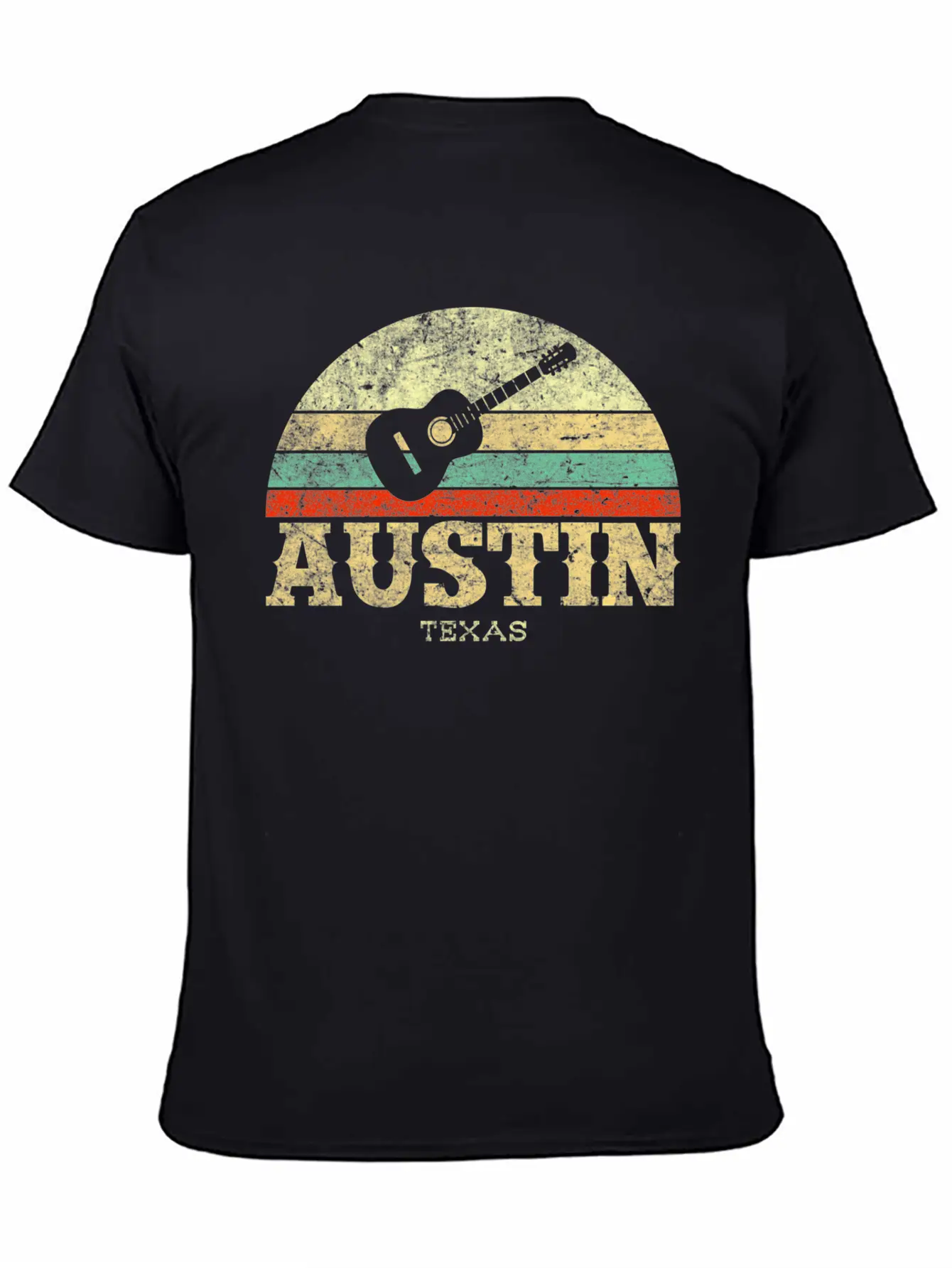 Austin Texas Guitar Lone Star State Casual Graphic T-Shirt – Simple And Comfortable Daily Wear