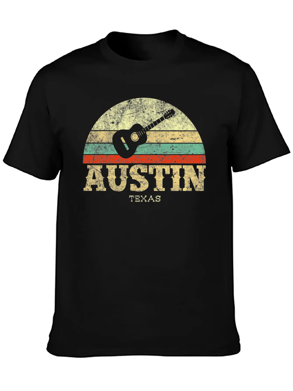 Austin Texas Guitar Lone Star State Casual Graphic T-Shirt – Simple And Comfortable Daily Wear
