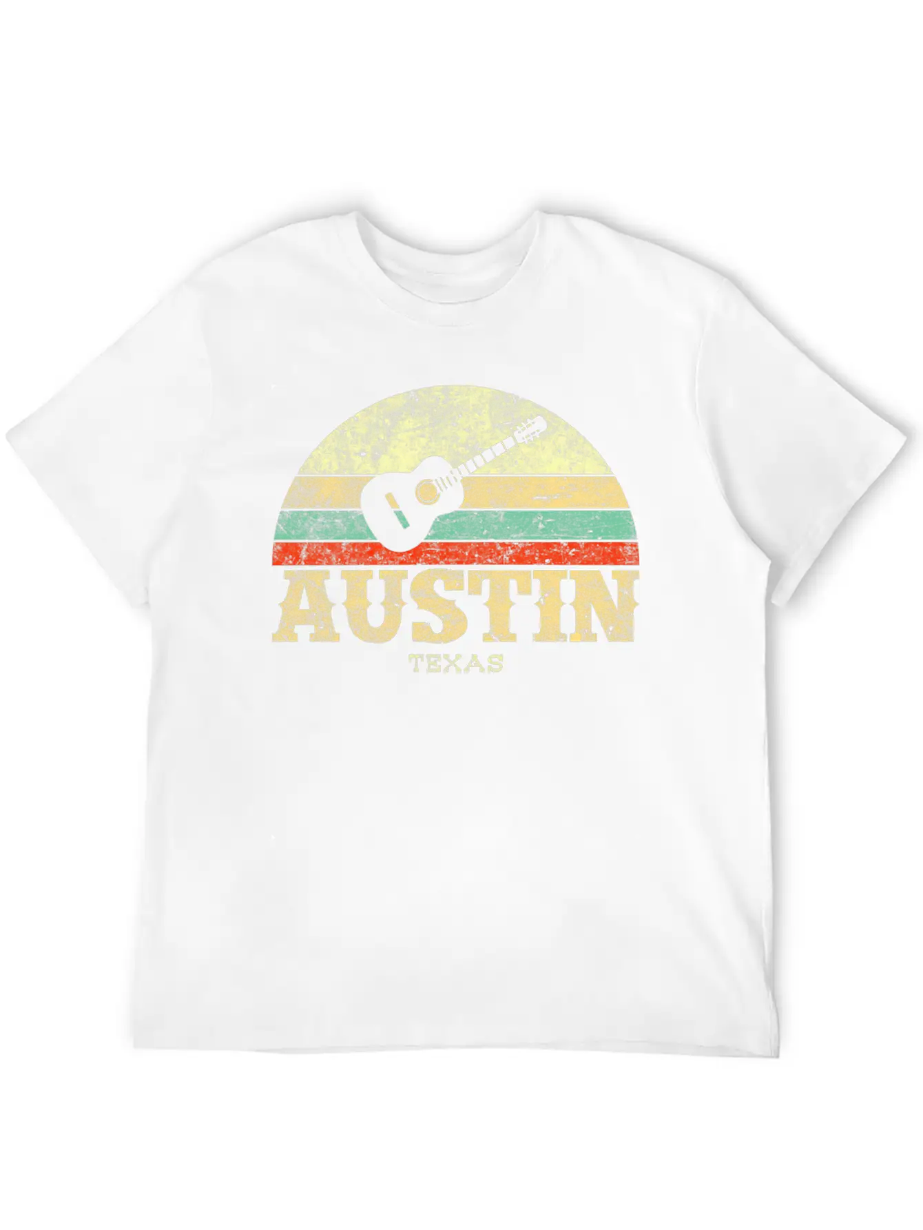 Austin Texas Guitar Lone Star State Casual Graphic T-Shirt – Simple And Comfortable Daily Wear