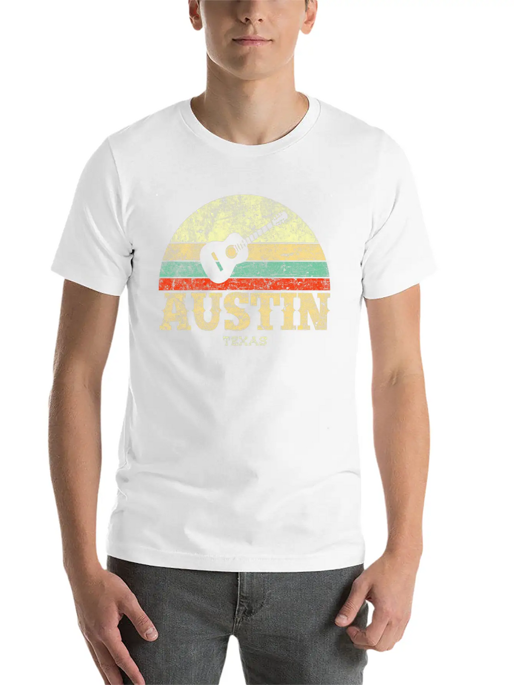 Austin Texas Guitar Lone Star State Casual Graphic T-Shirt – Simple And Comfortable Daily Wear