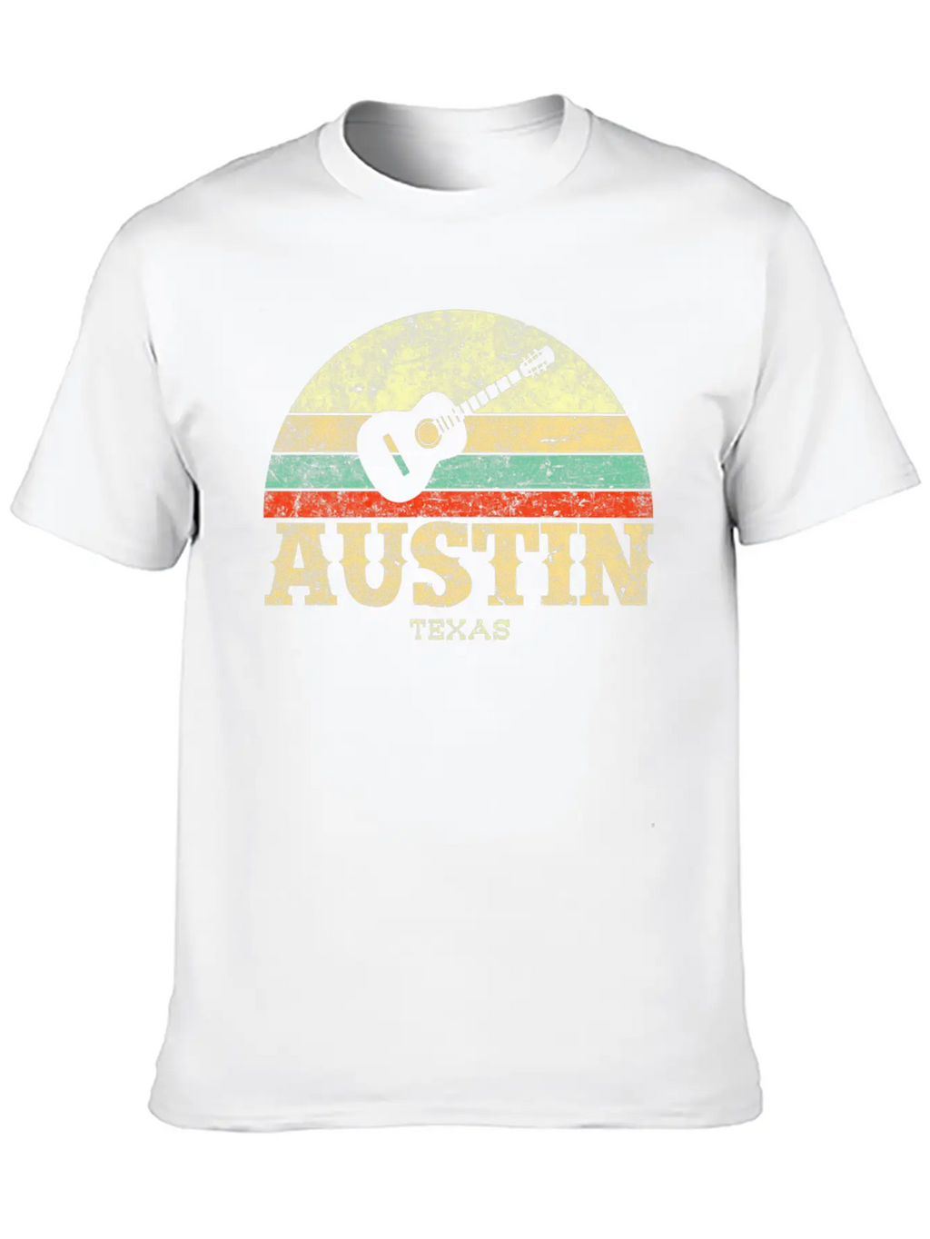 Austin Texas Guitar Lone Star State Casual Graphic T-Shirt – Simple And Comfortable Daily Wear