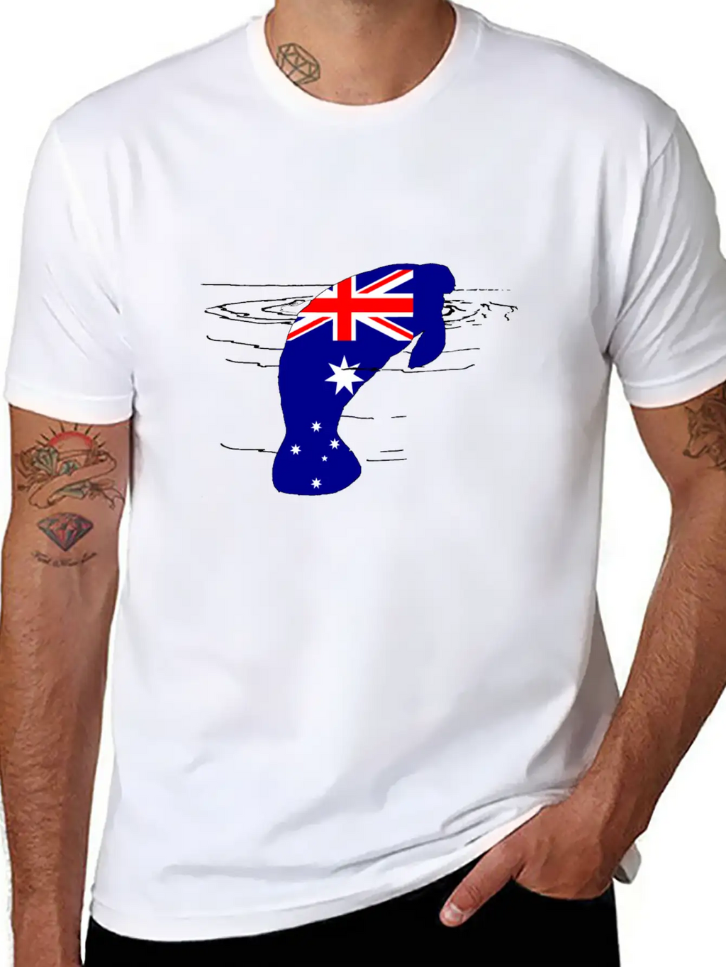Australian Flag - Manatee Casual Graphic T-Shirt – Simple And Comfortable Daily Wear