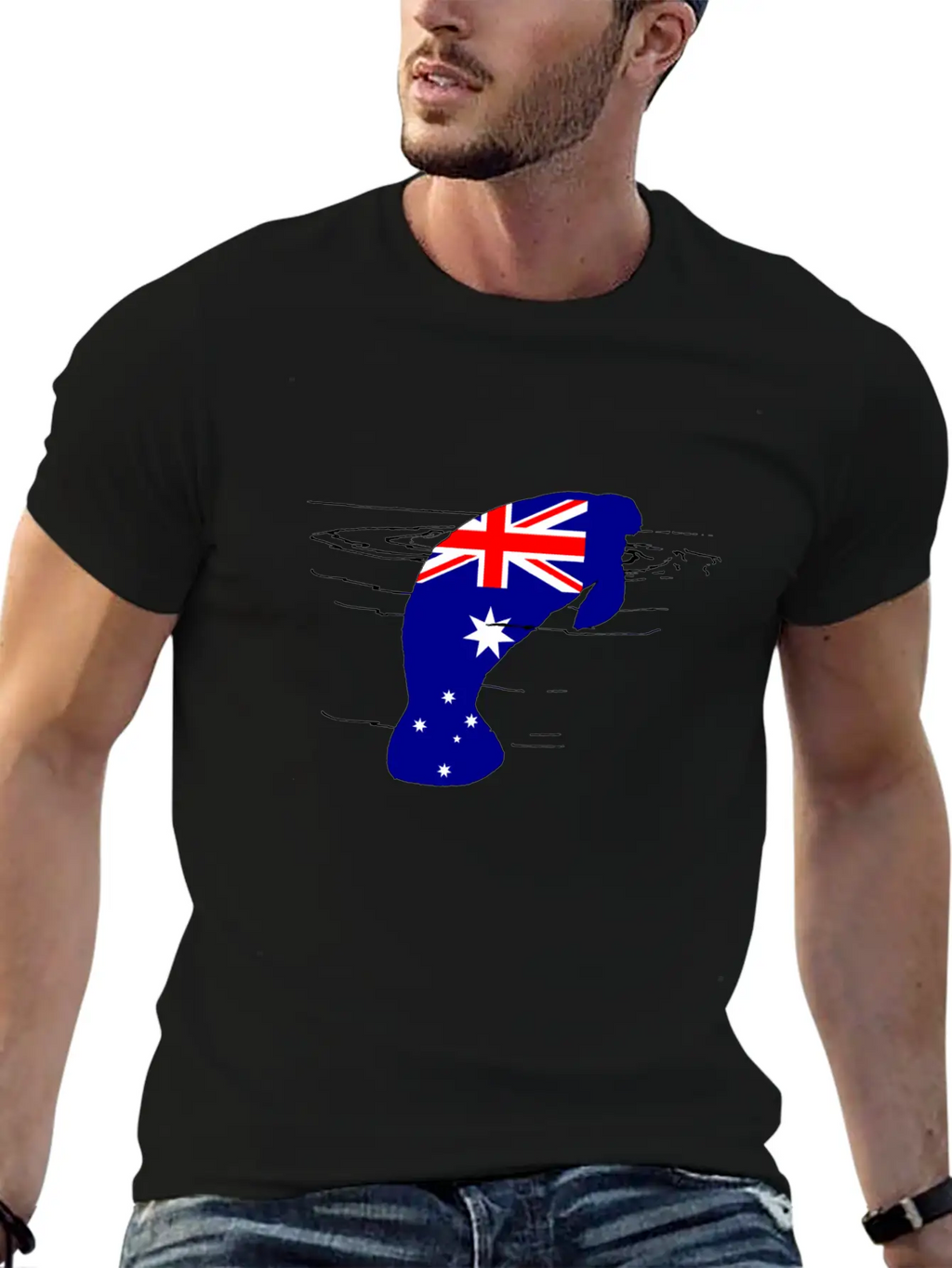 Australian Flag - Manatee Casual Graphic T-Shirt – Simple And Comfortable Daily Wear