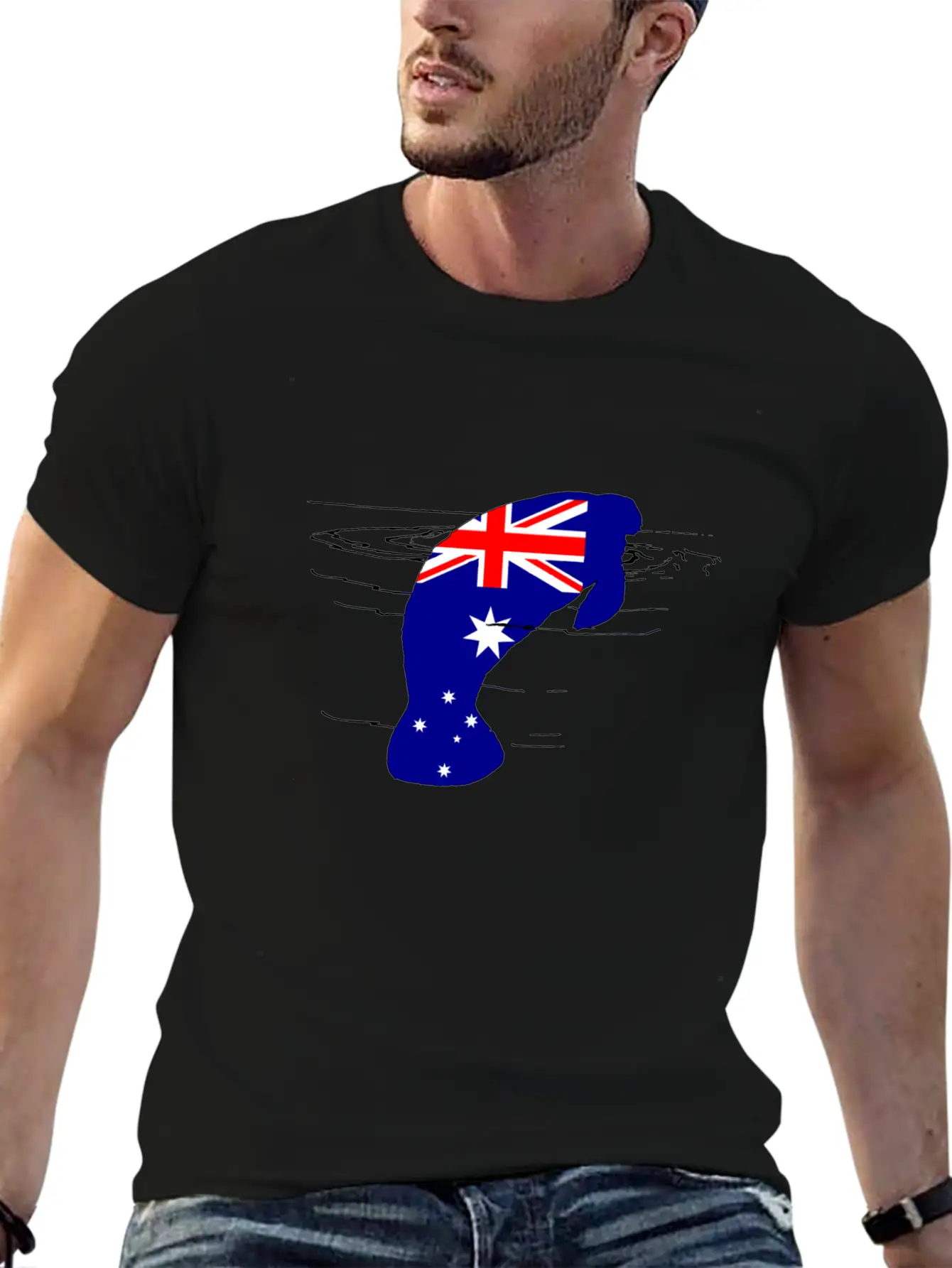 Australian Flag - Manatee Casual Graphic T-Shirt – Simple And Comfortable Daily Wear