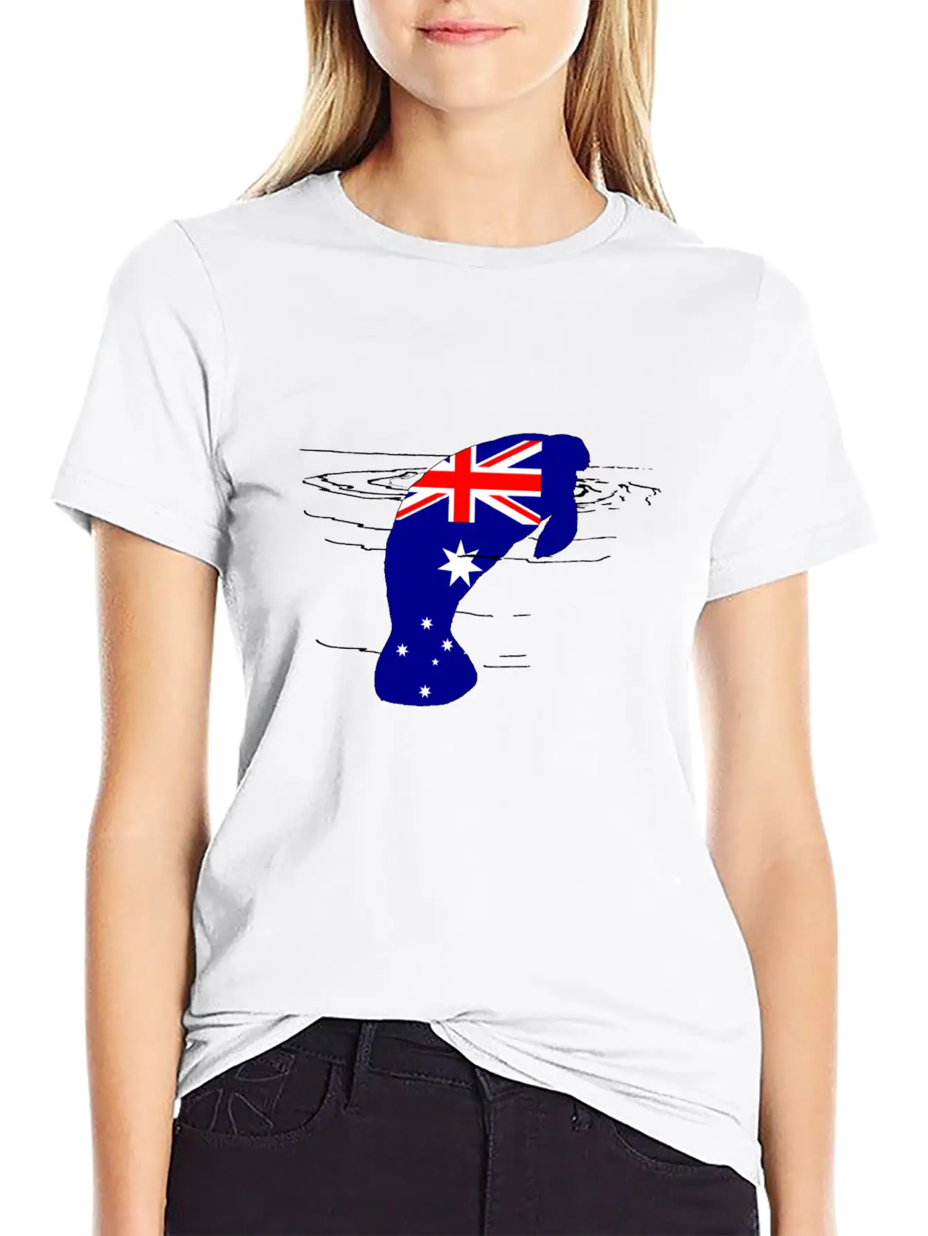 Australian Flag - Manatee Casual Graphic T-Shirt – Simple And Comfortable Daily Wear