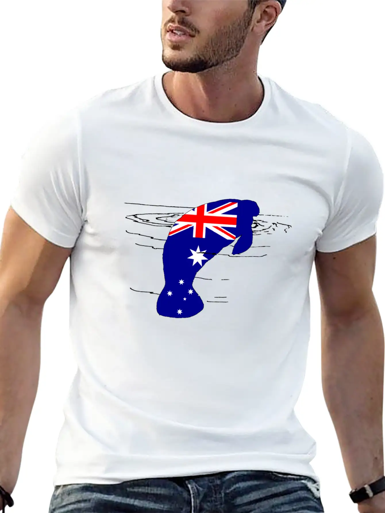 Australian Flag - Manatee Casual Graphic T-Shirt – Simple And Comfortable Daily Wear