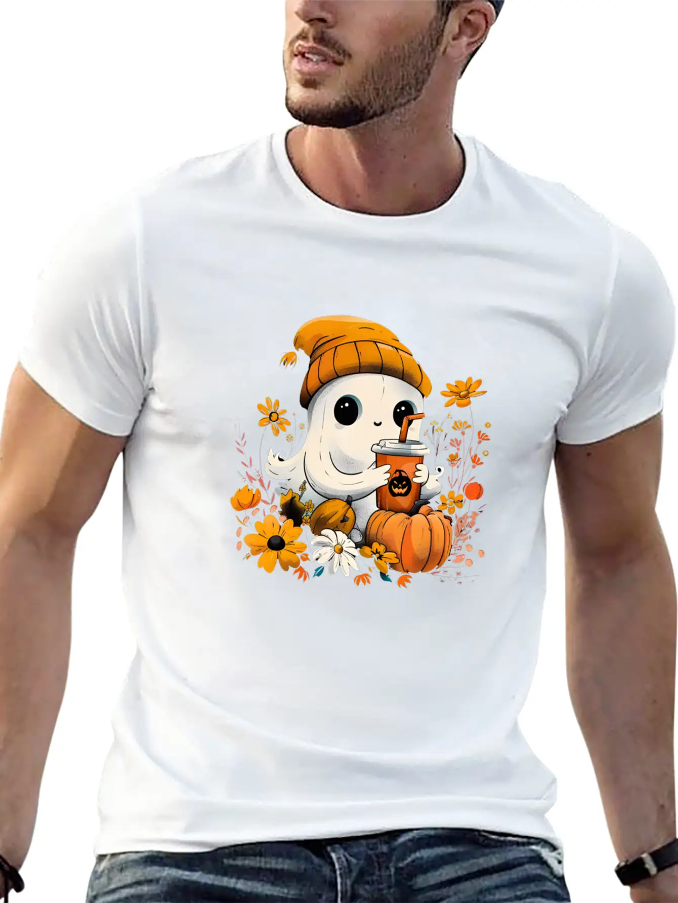 Autumn Ghost Vibes Breathable Soft Cotton T-Shirt – Timeless Casual Look
