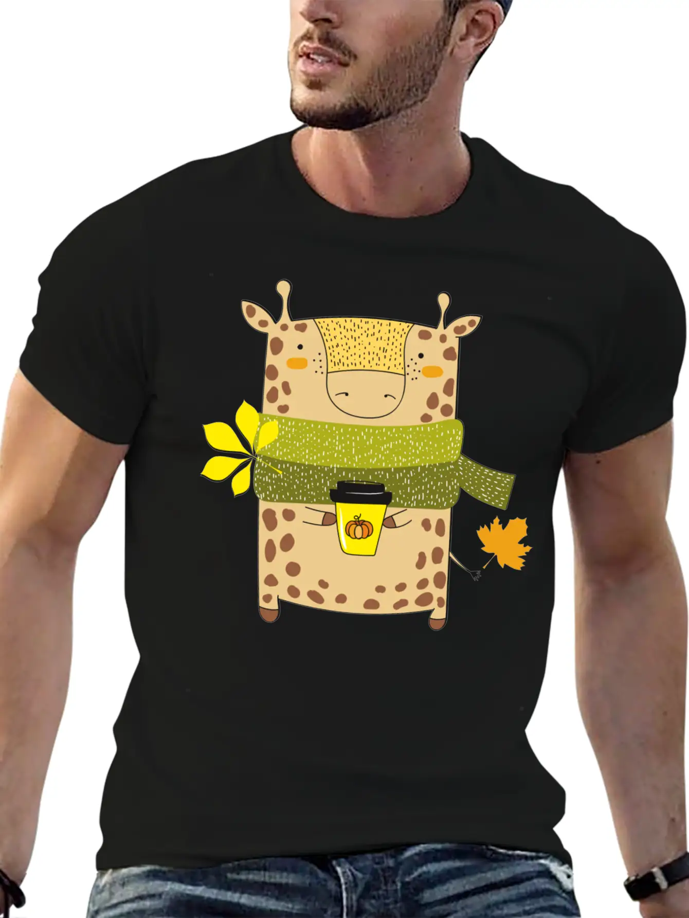 Autumn Giraffe Unisex Short Sleeve Soft Cotton T-Shirt – Casual Everyday Wear