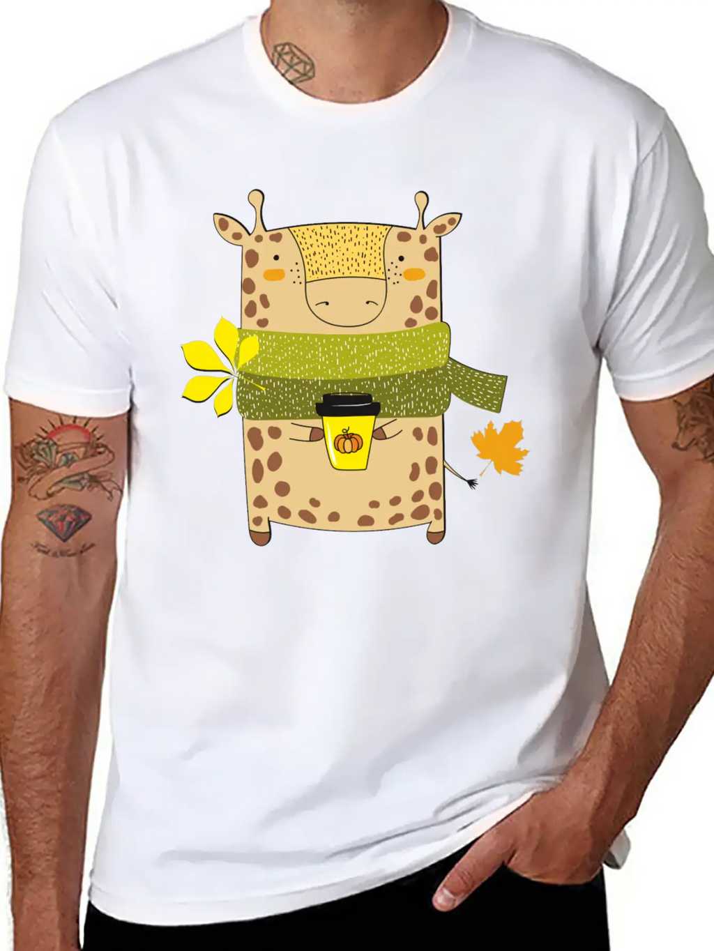 Autumn Giraffe Unisex Short Sleeve Soft Cotton T-Shirt – Casual Everyday Wear