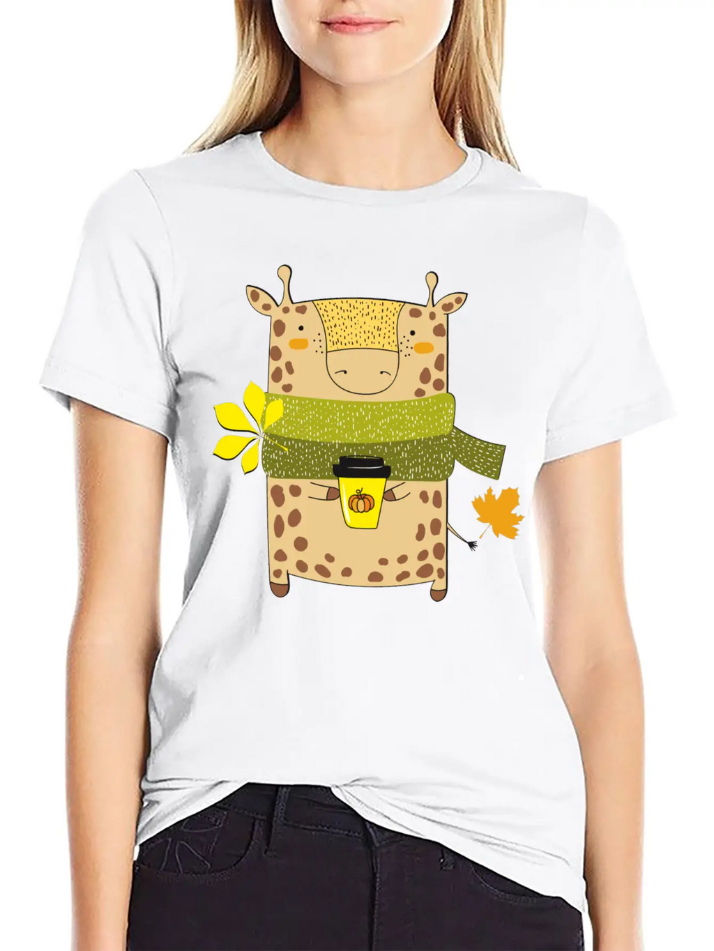 Autumn Giraffe Unisex Short Sleeve Soft Cotton T-Shirt – Casual Everyday Wear