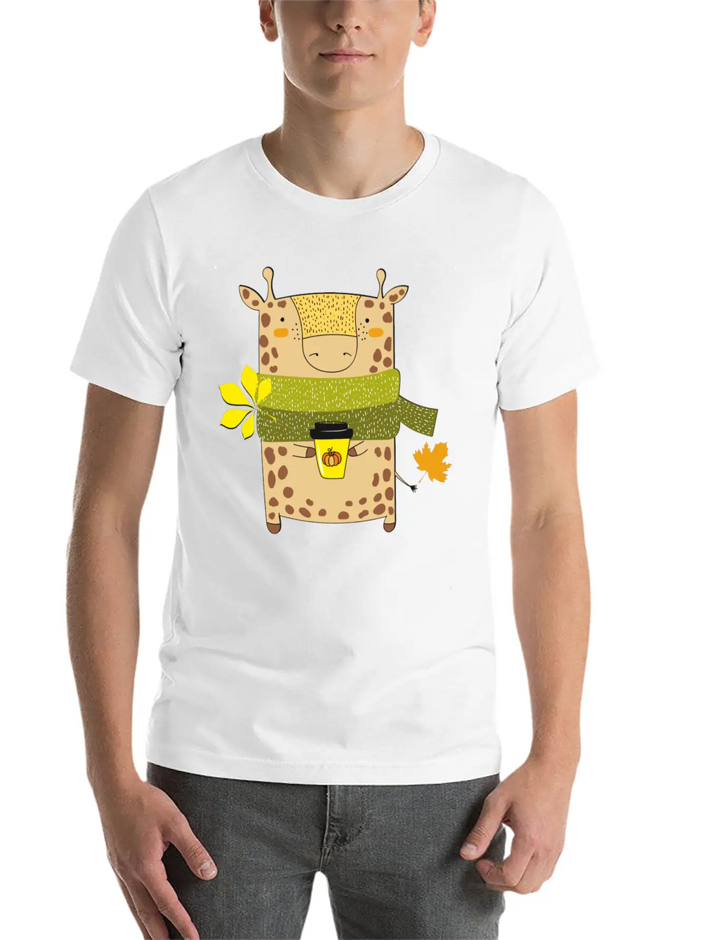 Autumn Giraffe Unisex Short Sleeve Soft Cotton T-Shirt – Casual Everyday Wear
