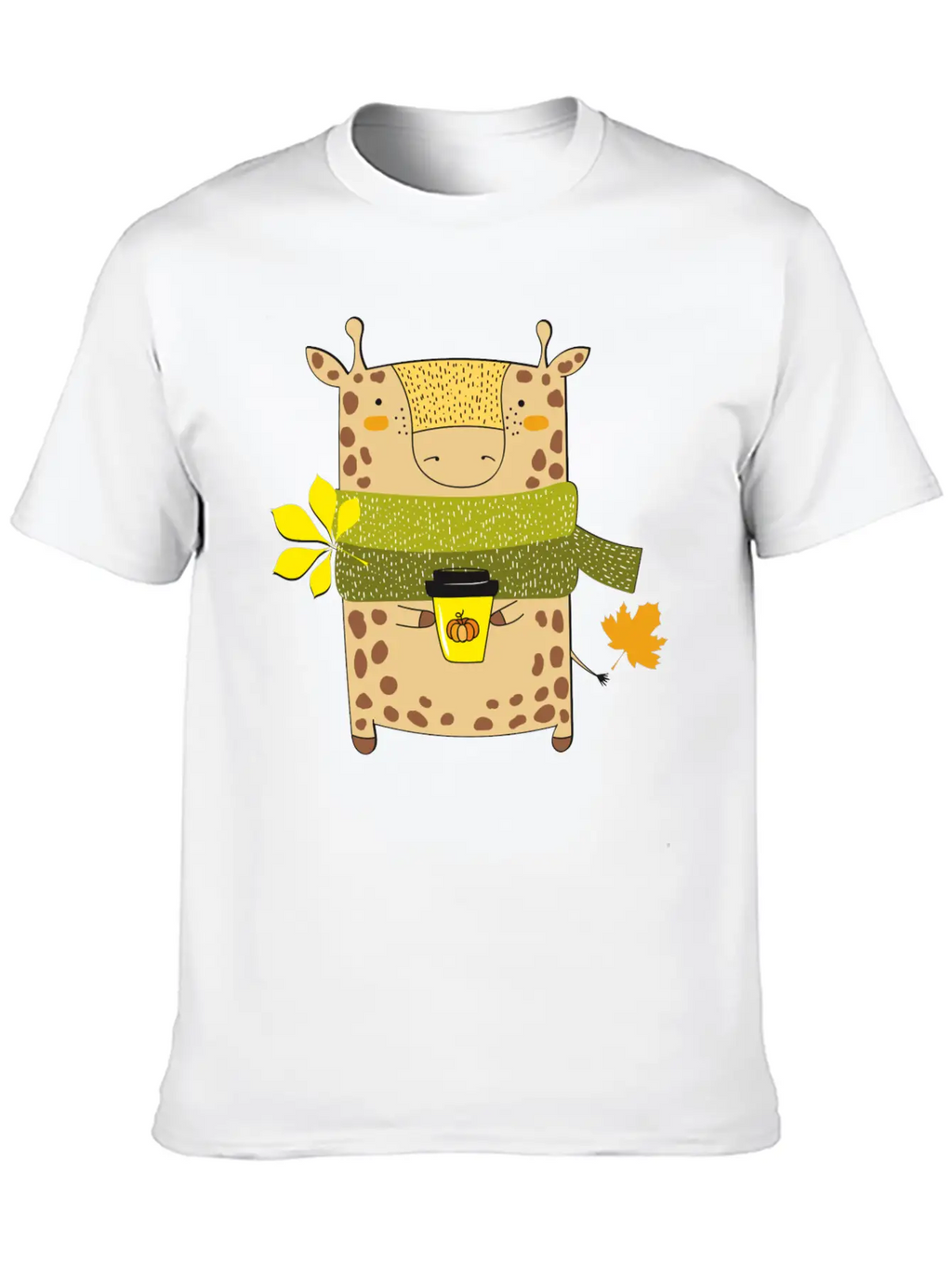 Autumn Giraffe Unisex Short Sleeve Soft Cotton T-Shirt – Casual Everyday Wear