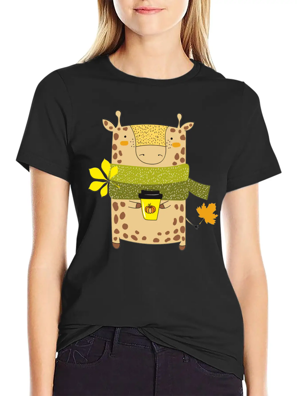 Autumn Giraffe Unisex Short Sleeve Soft Cotton T-Shirt – Casual Everyday Wear