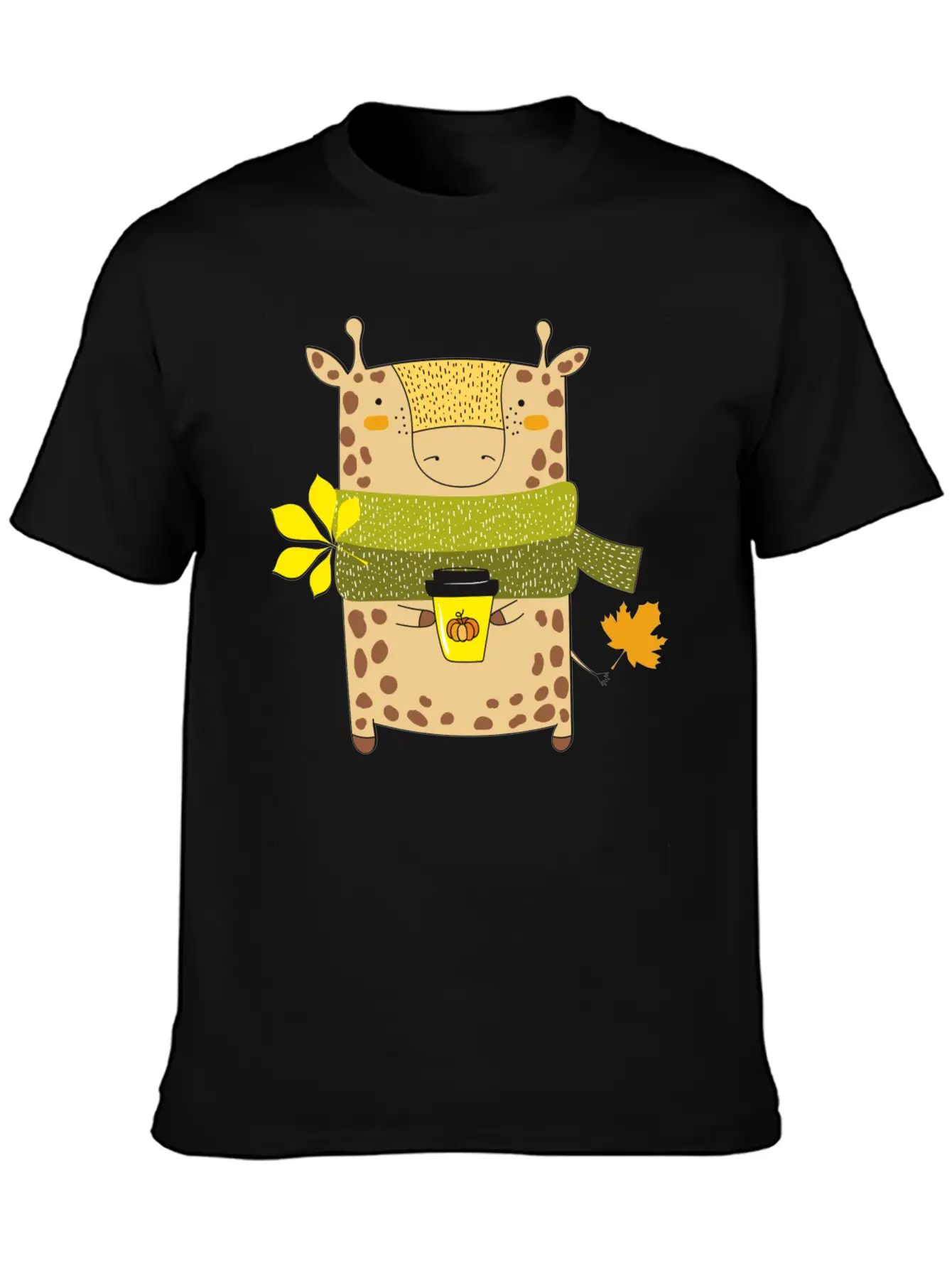 Autumn Giraffe Unisex Short Sleeve Soft Cotton T-Shirt – Casual Everyday Wear