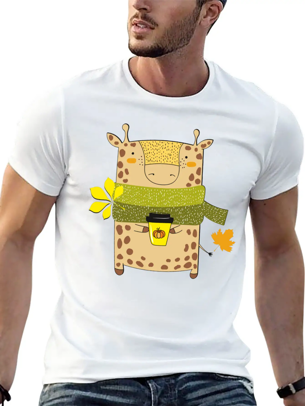 Autumn Giraffe Unisex Short Sleeve Soft Cotton T-Shirt – Casual Everyday Wear
