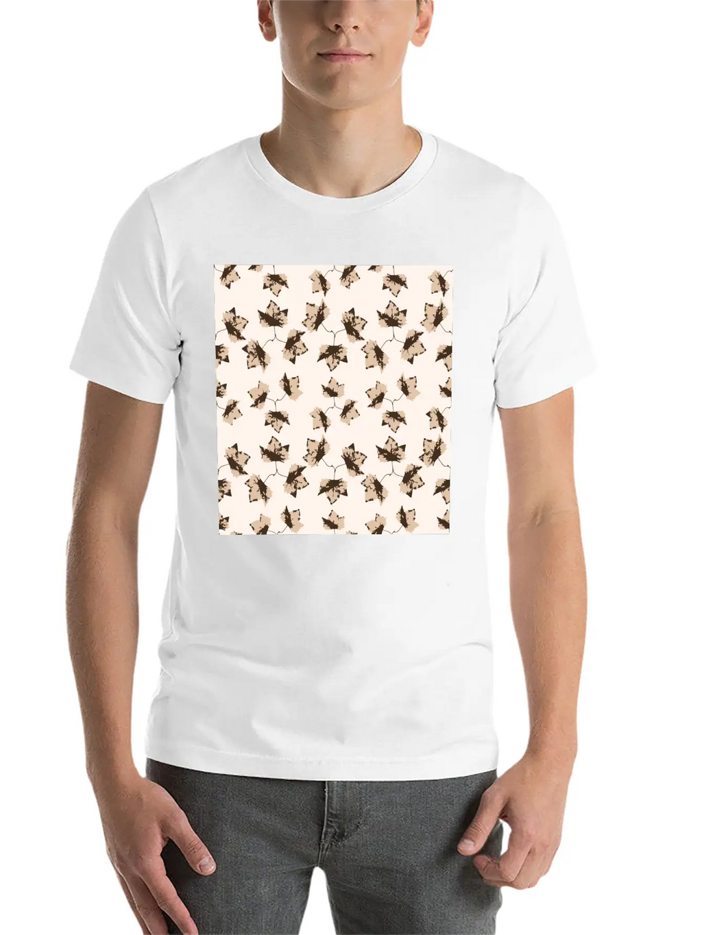 Autumn Leaves Motif Unisex Casual T-Shirt – Clean Design For Daily Comfort