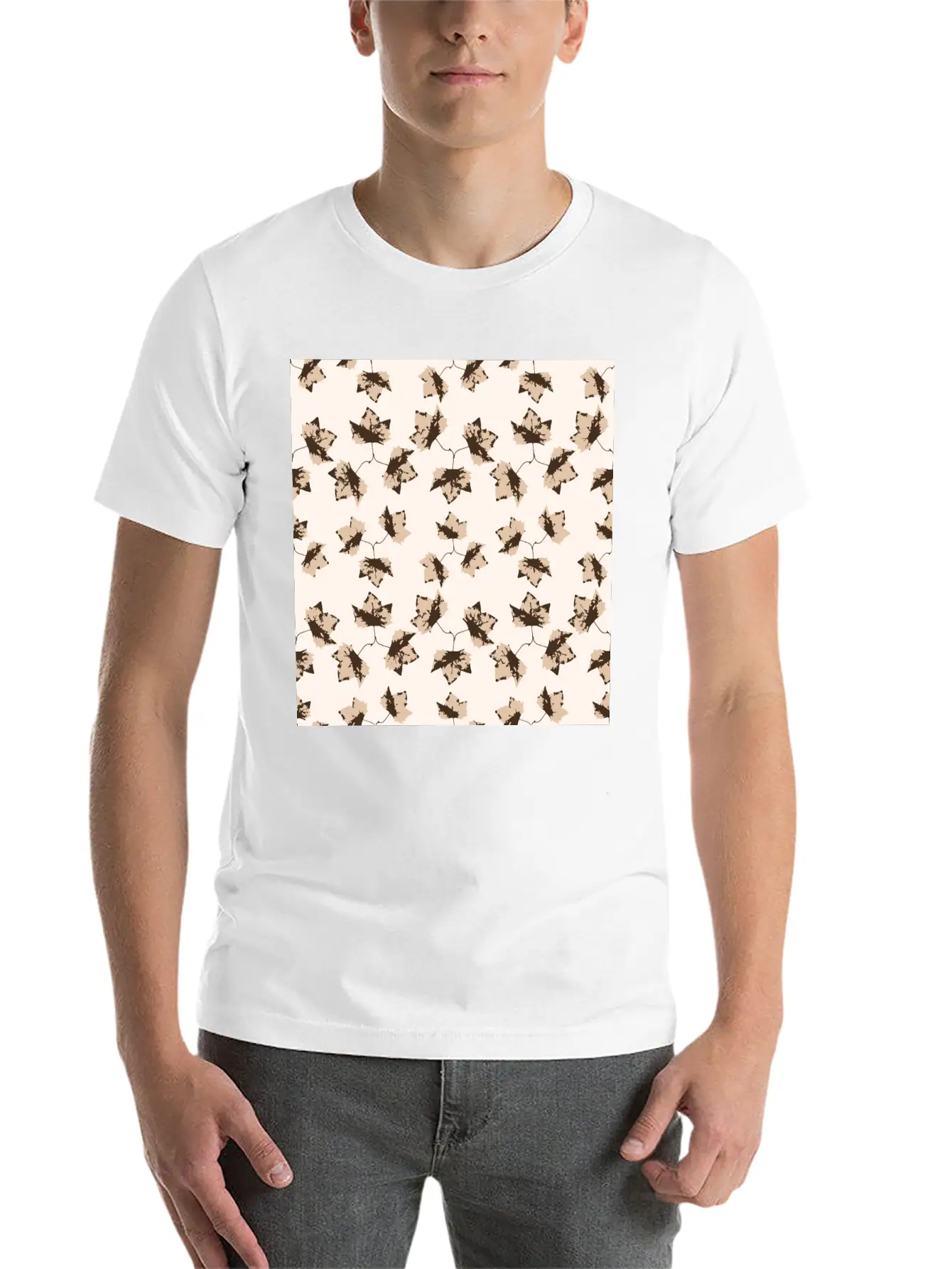 Autumn Leaves Motif Unisex Casual T-Shirt – Clean Design For Daily Comfort