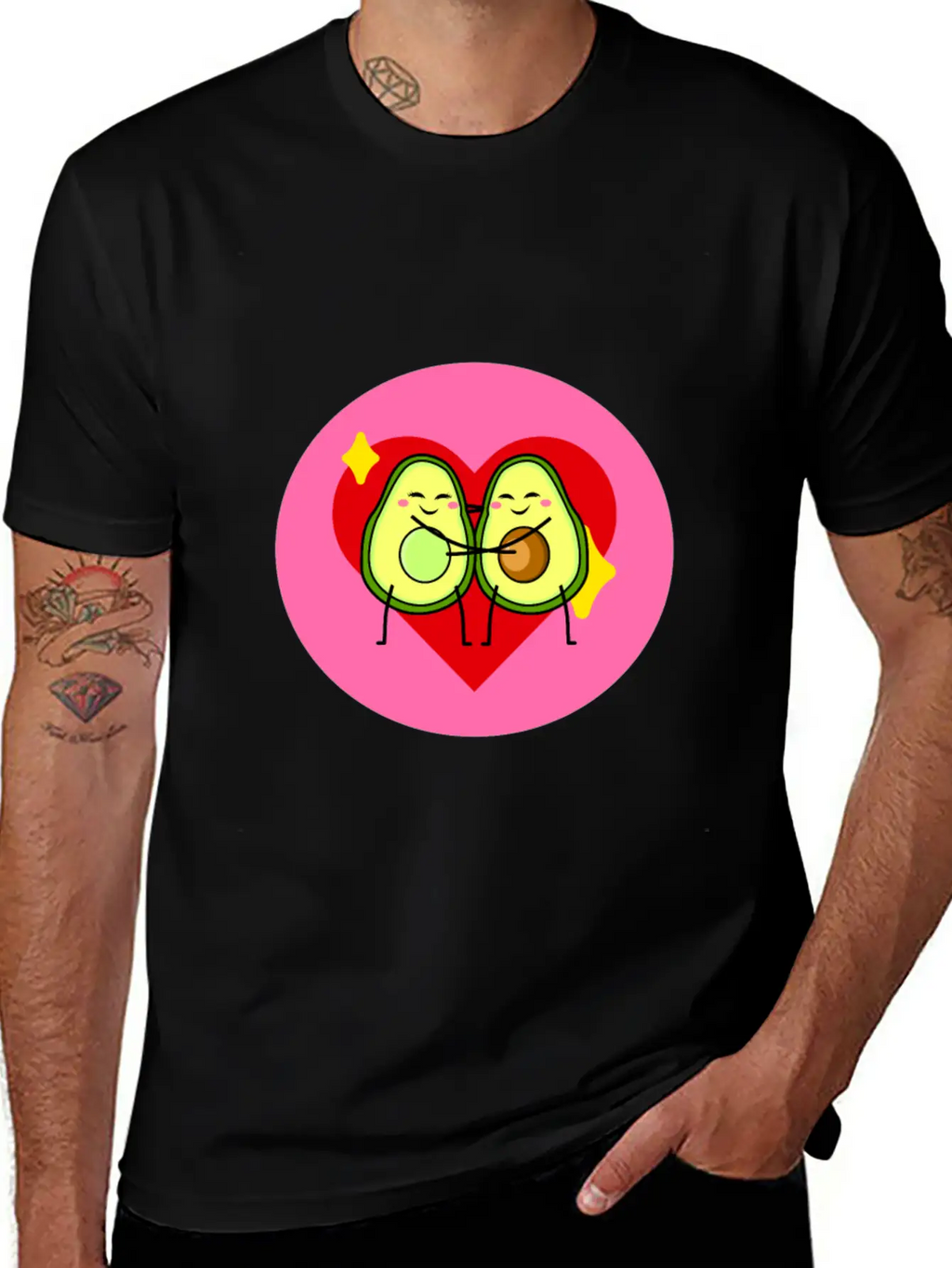 Avocado Best Friends Heart Valentines Gift Idea Casual Graphic T-Shirt – Simple And Comfortable Daily Wear