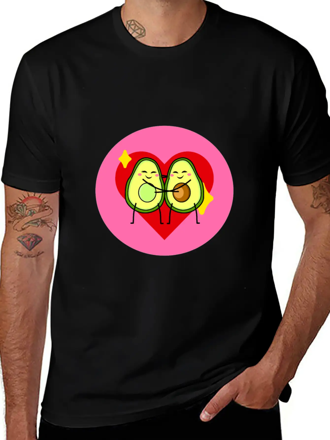 Avocado Best Friends Heart Valentines Gift Idea Casual Graphic T-Shirt – Simple And Comfortable Daily Wear