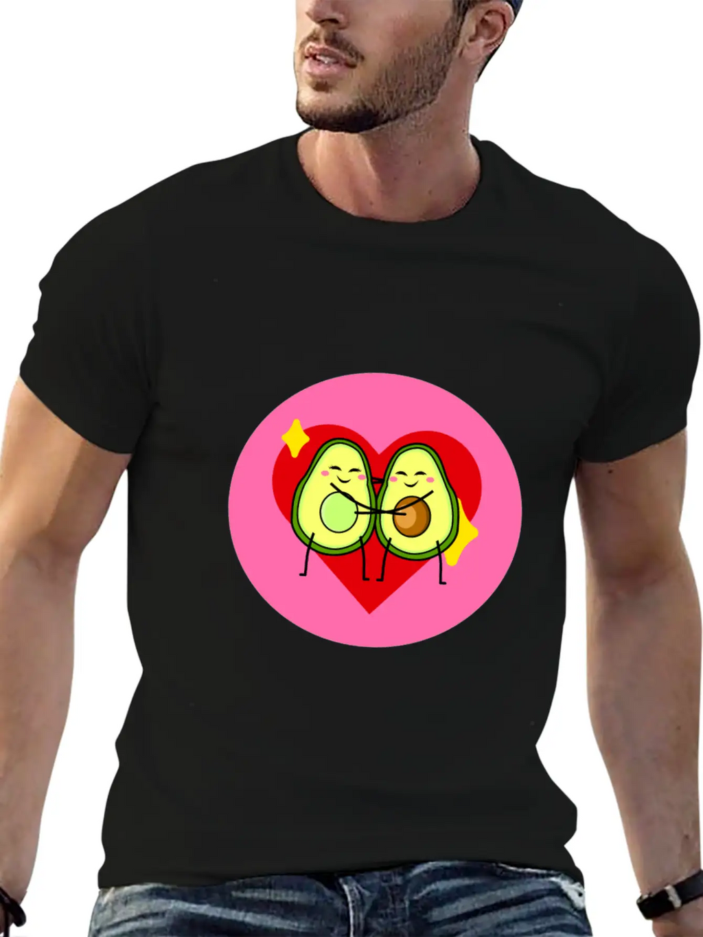 Avocado Best Friends Heart Valentines Gift Idea Casual Graphic T-Shirt – Simple And Comfortable Daily Wear