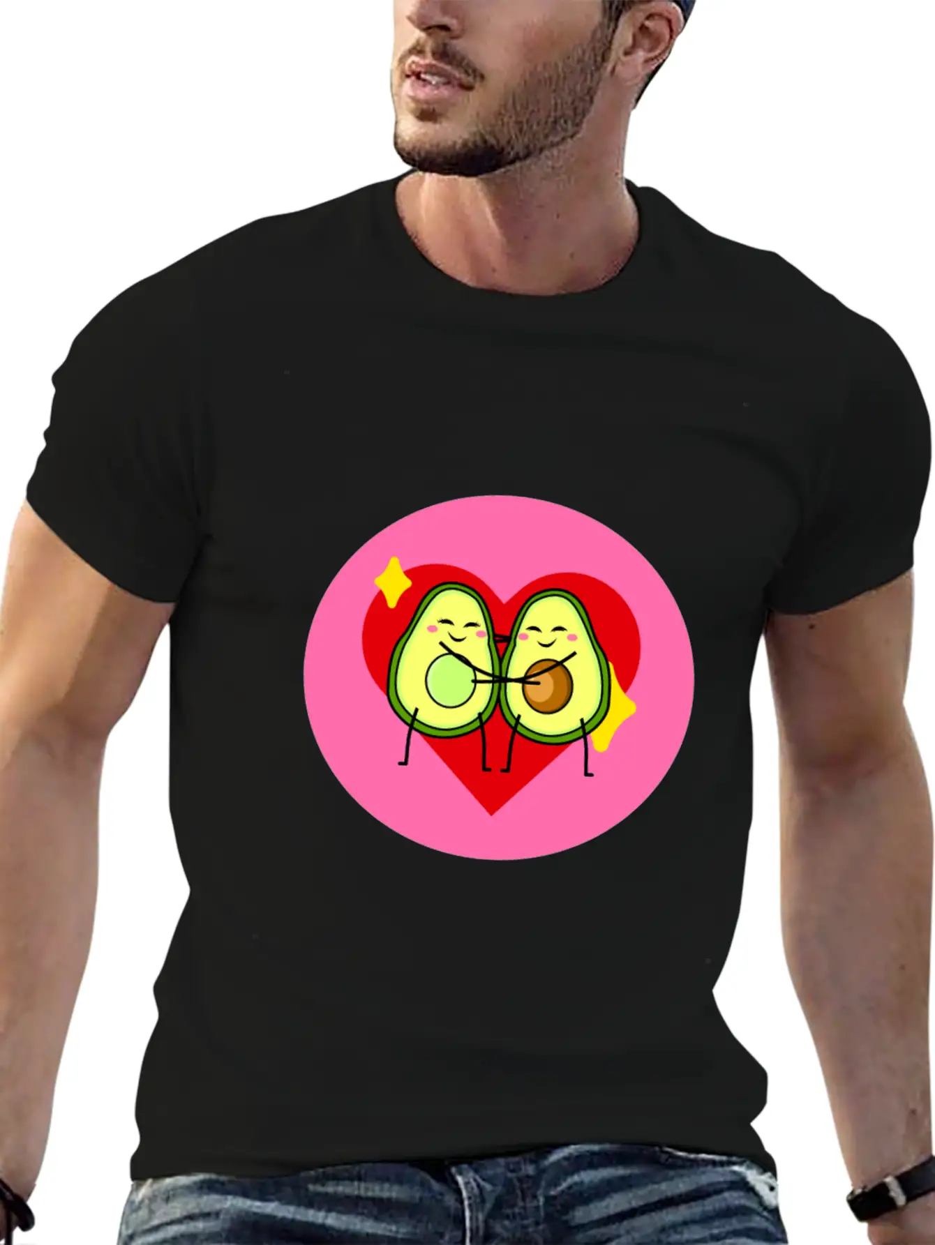 Avocado Best Friends Heart Valentines Gift Idea Casual Graphic T-Shirt – Simple And Comfortable Daily Wear