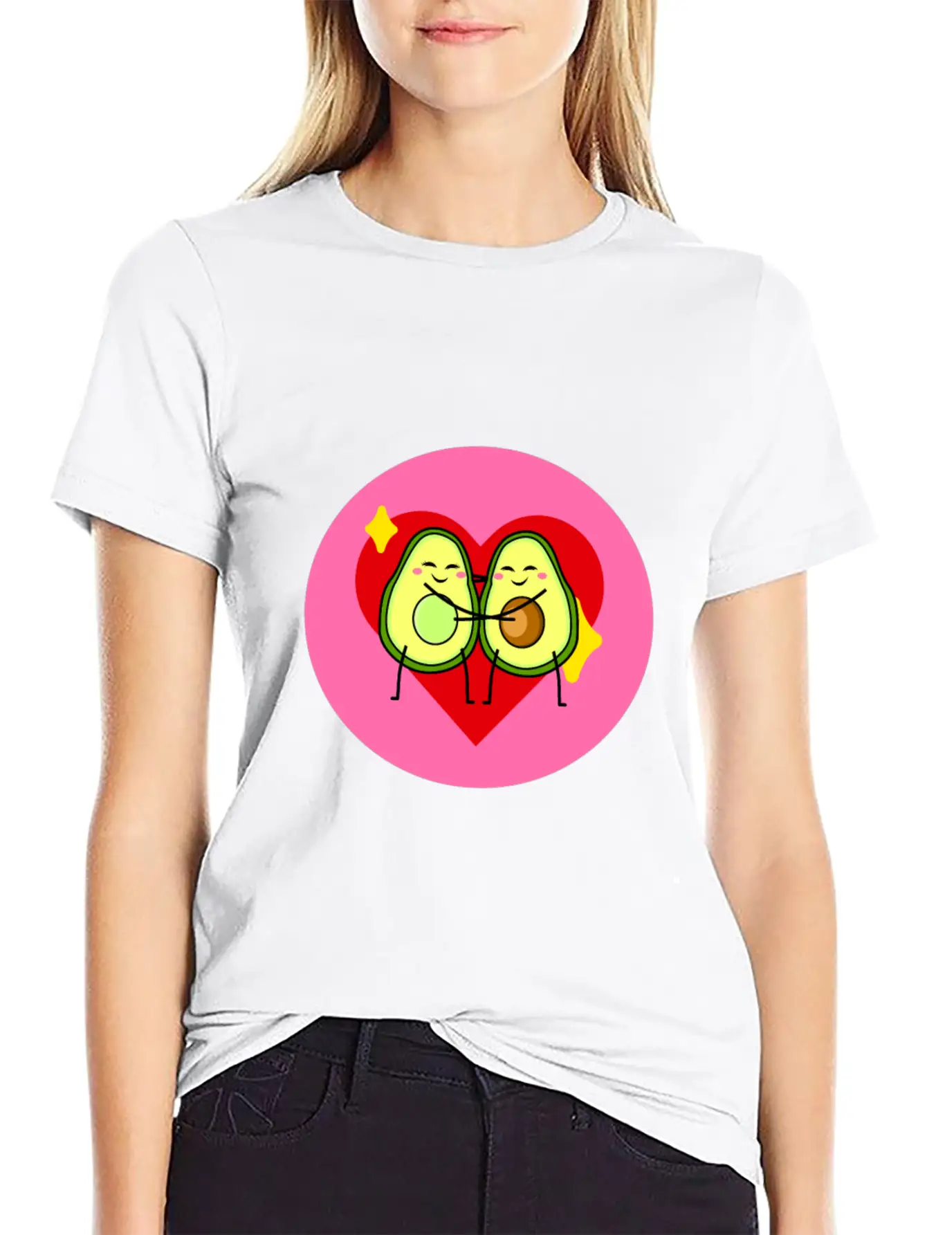 Avocado Best Friends Heart Valentines Gift Idea Casual Graphic T-Shirt – Simple And Comfortable Daily Wear