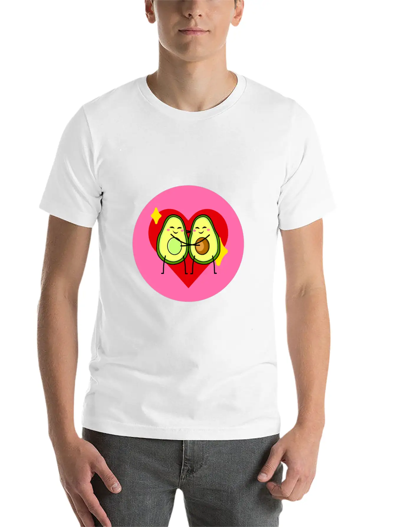 Avocado Best Friends Heart Valentines Gift Idea Casual Graphic T-Shirt – Simple And Comfortable Daily Wear