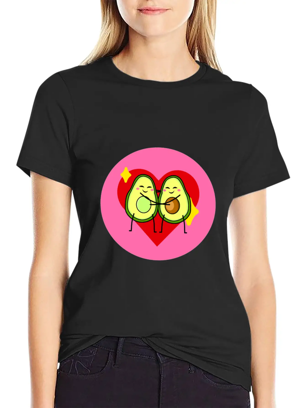 Avocado Best Friends Heart Valentines Gift Idea Casual Graphic T-Shirt – Simple And Comfortable Daily Wear