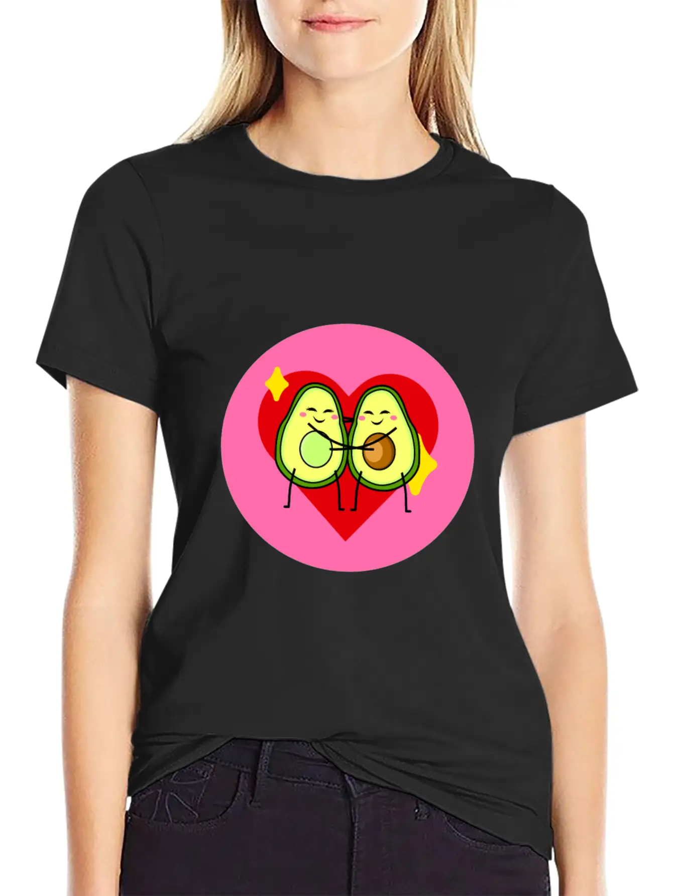 Avocado Best Friends Heart Valentines Gift Idea Casual Graphic T-Shirt – Simple And Comfortable Daily Wear