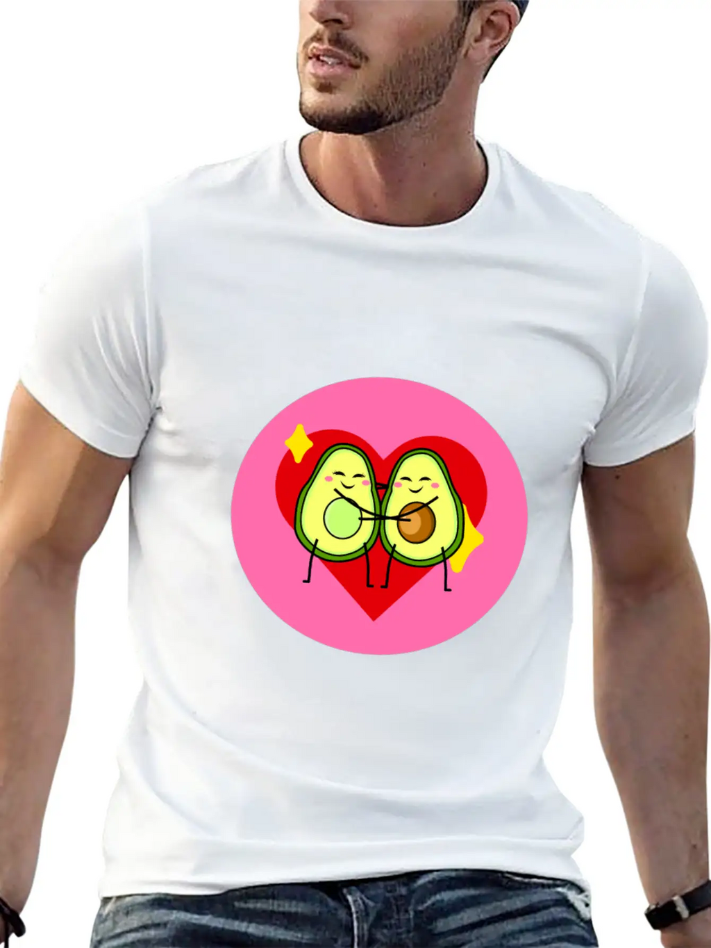 Avocado Best Friends Heart Valentines Gift Idea Casual Graphic T-Shirt – Simple And Comfortable Daily Wear