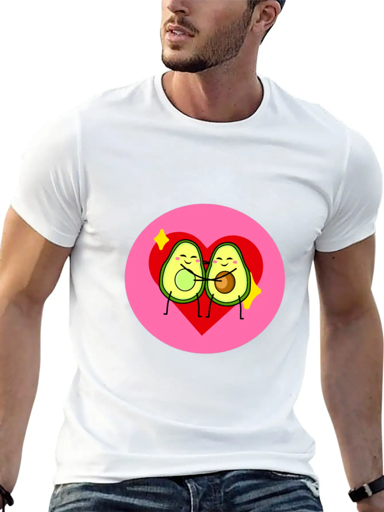 Avocado Best Friends Heart Valentines Gift Idea Casual Graphic T-Shirt – Simple And Comfortable Daily Wear