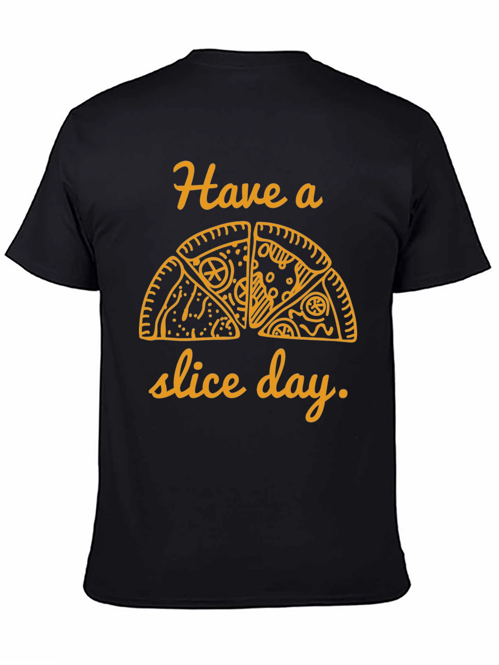 Pizza Slice Day Graphic Tee - Casual Black T-Shirt