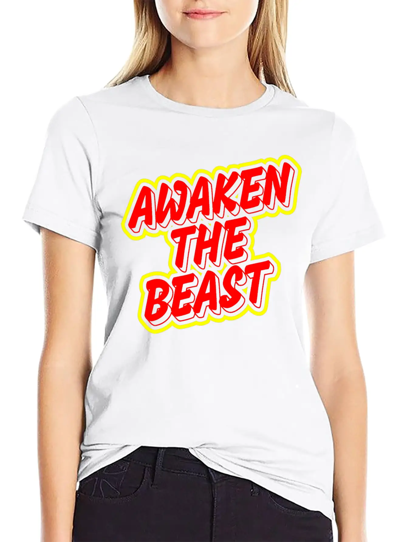 Awaken The Beast Typography Design Classic Fit Graphic Tee For Daily Comfort – Unisex Cotton Shirt