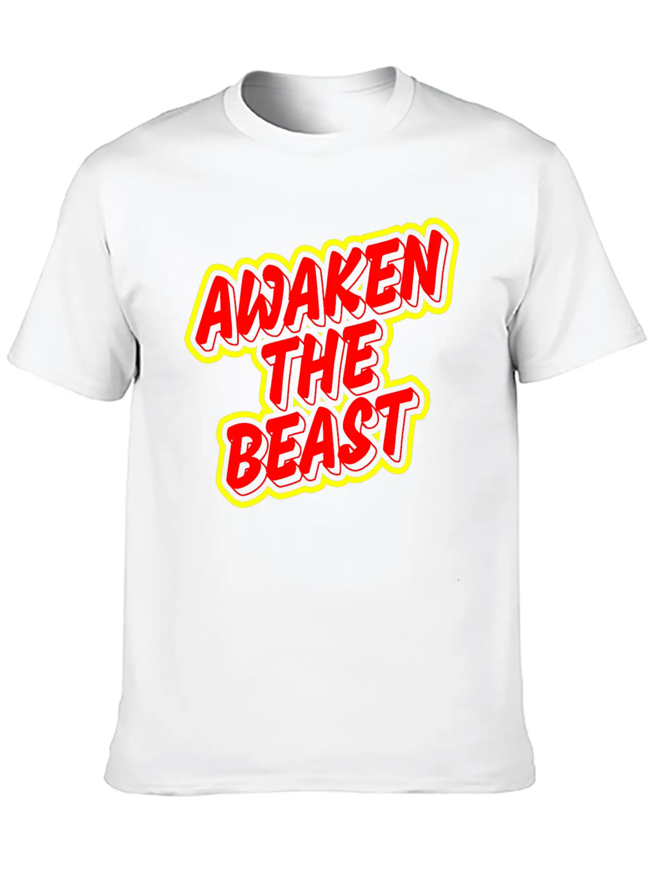 Awaken The Beast Typography Design Classic Fit Graphic Tee For Daily Comfort – Unisex Cotton Shirt