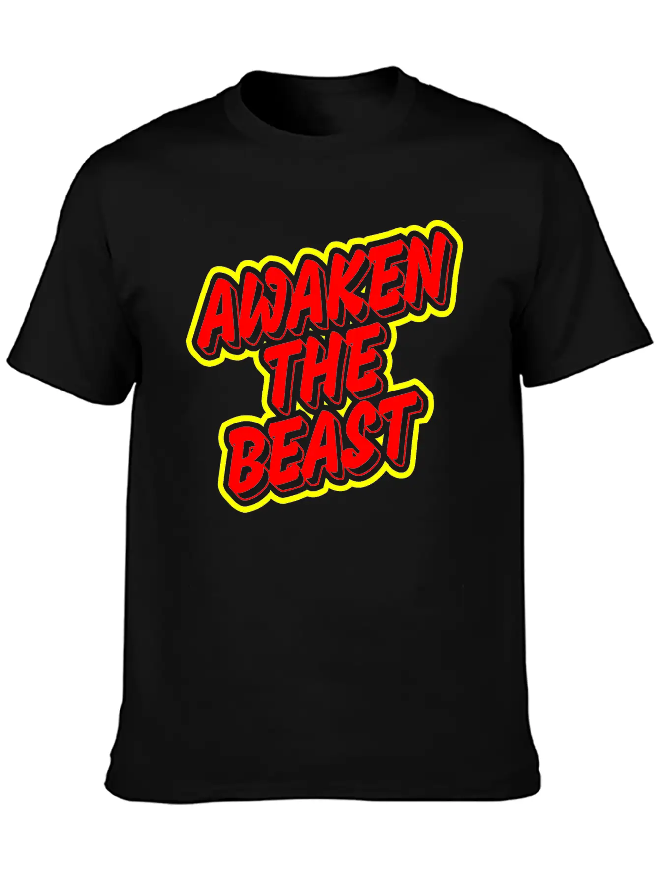 Awaken The Beast Typography Design Classic Fit Graphic Tee For Daily Comfort – Unisex Cotton Shirt