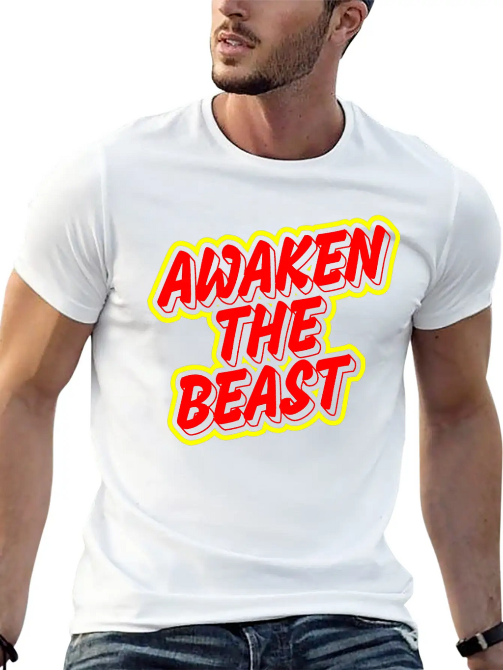 Awaken The Beast Typography Design Classic Fit Graphic Tee For Daily Comfort – Unisex Cotton Shirt