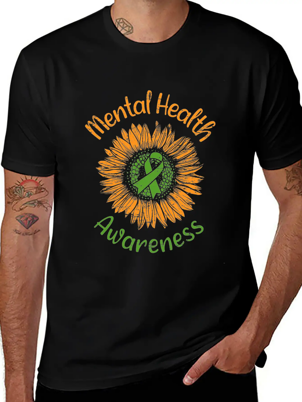 Awareness Sunflower Suicide Prevention Mental Breathable Soft Cotton T-Shirt – Timeless Casual Look