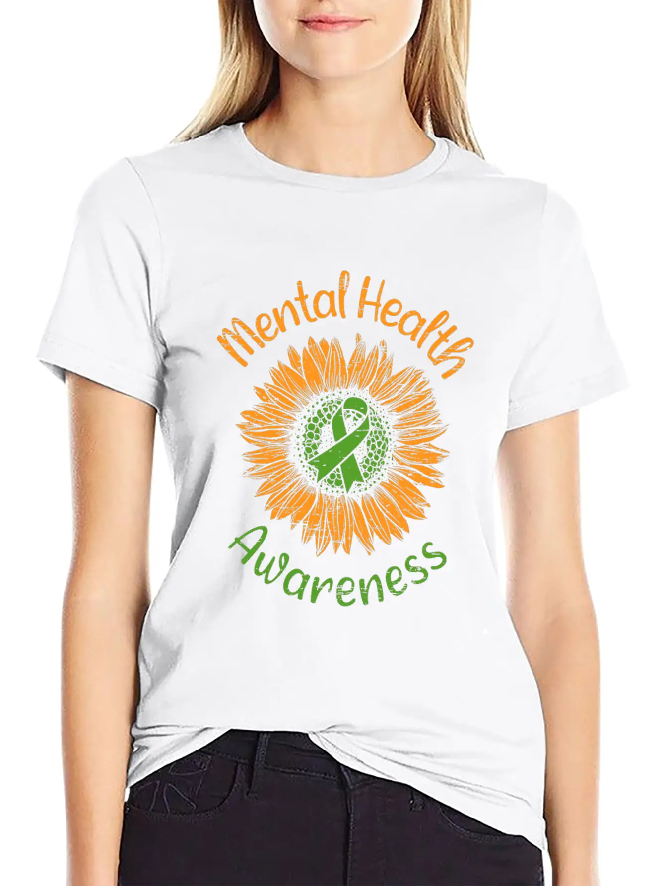 Awareness Sunflower Suicide Prevention Mental Breathable Soft Cotton T-Shirt – Timeless Casual Look