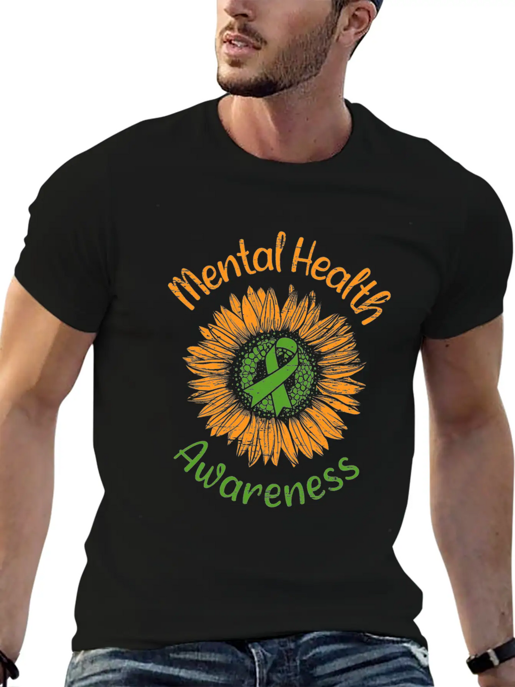 Awareness Sunflower Suicide Prevention Mental Breathable Soft Cotton T-Shirt – Timeless Casual Look