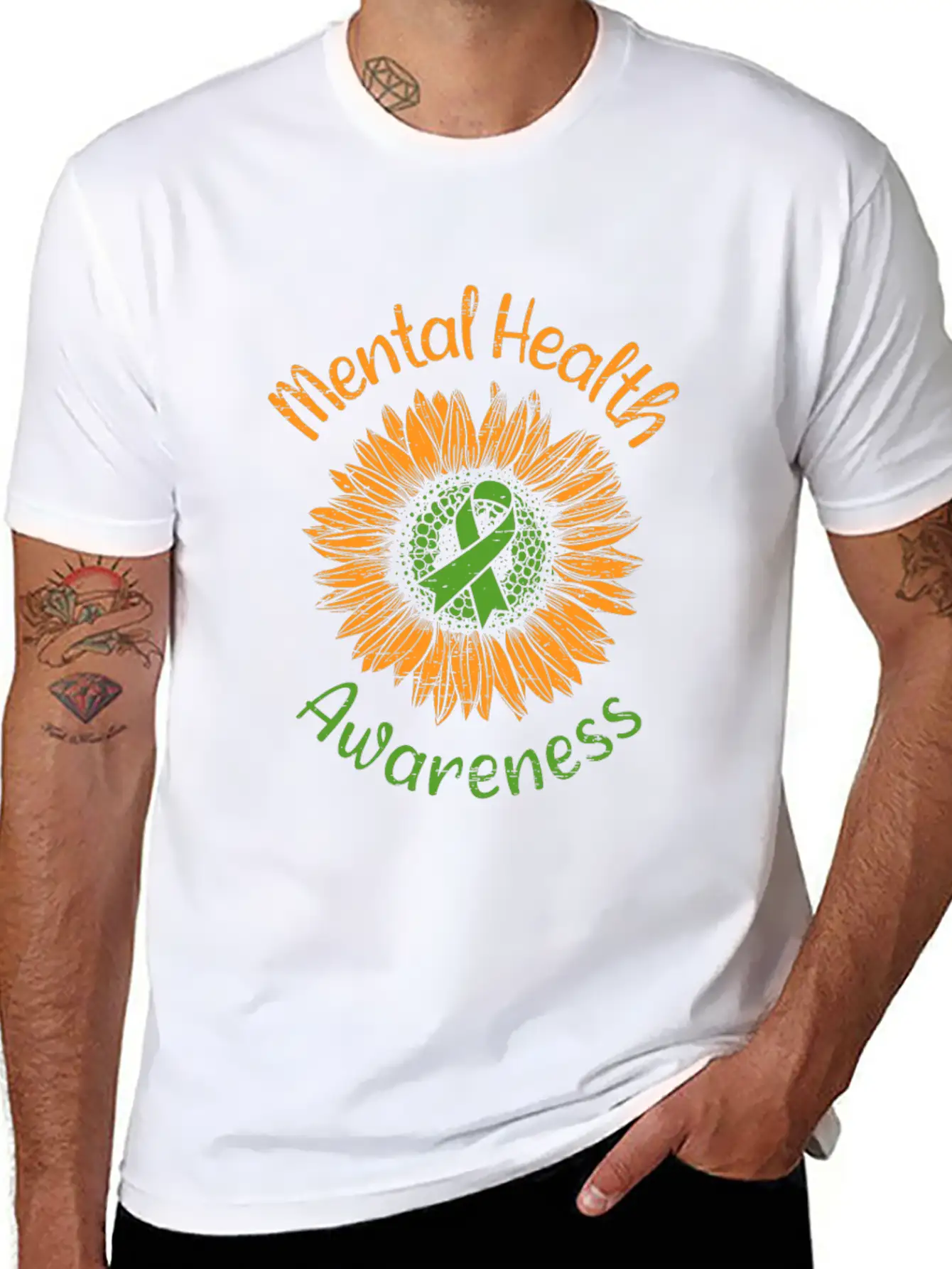 Awareness Sunflower Suicide Prevention Mental Breathable Soft Cotton T-Shirt – Timeless Casual Look