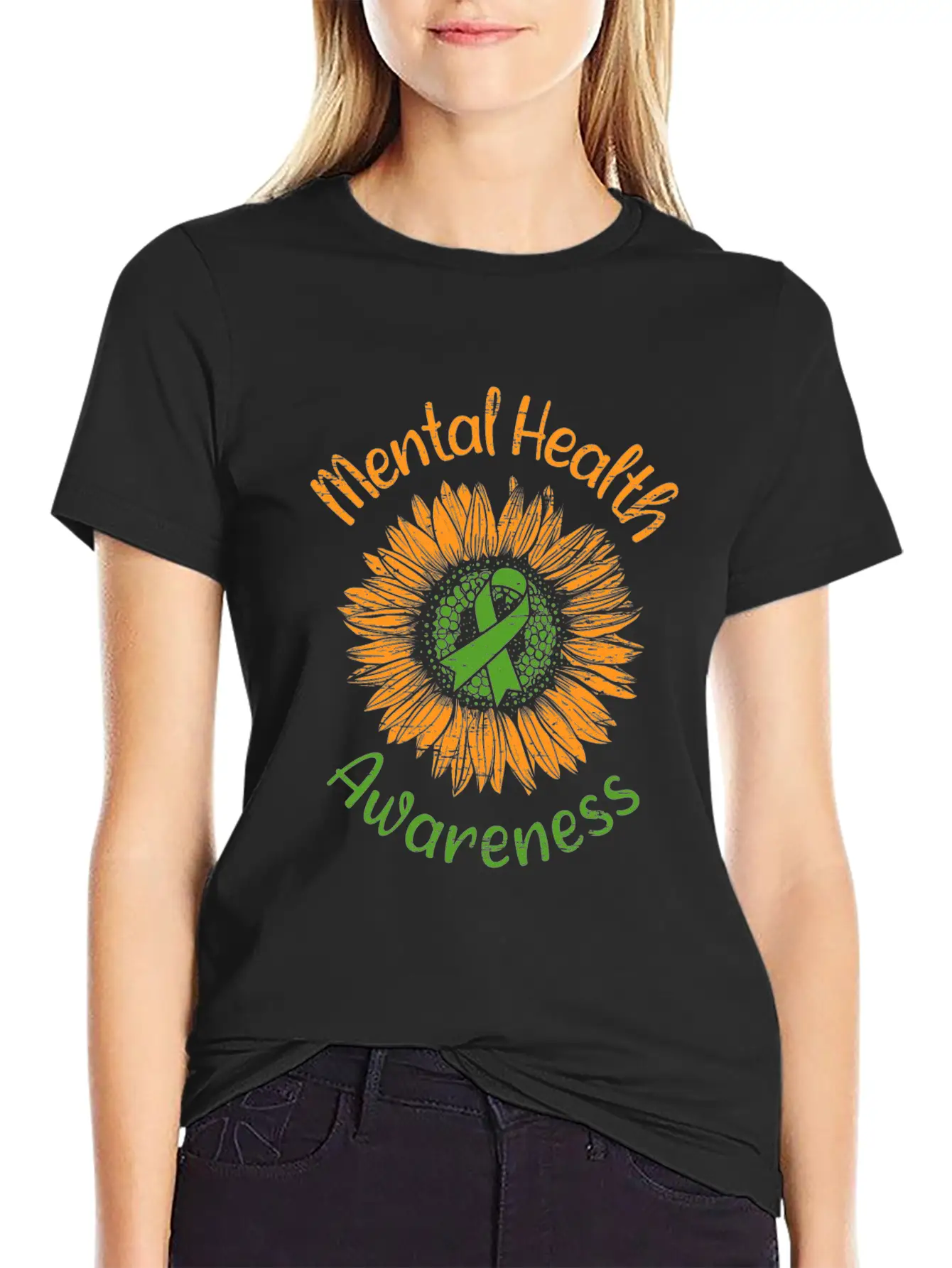 Awareness Sunflower Suicide Prevention Mental Breathable Soft Cotton T-Shirt – Timeless Casual Look