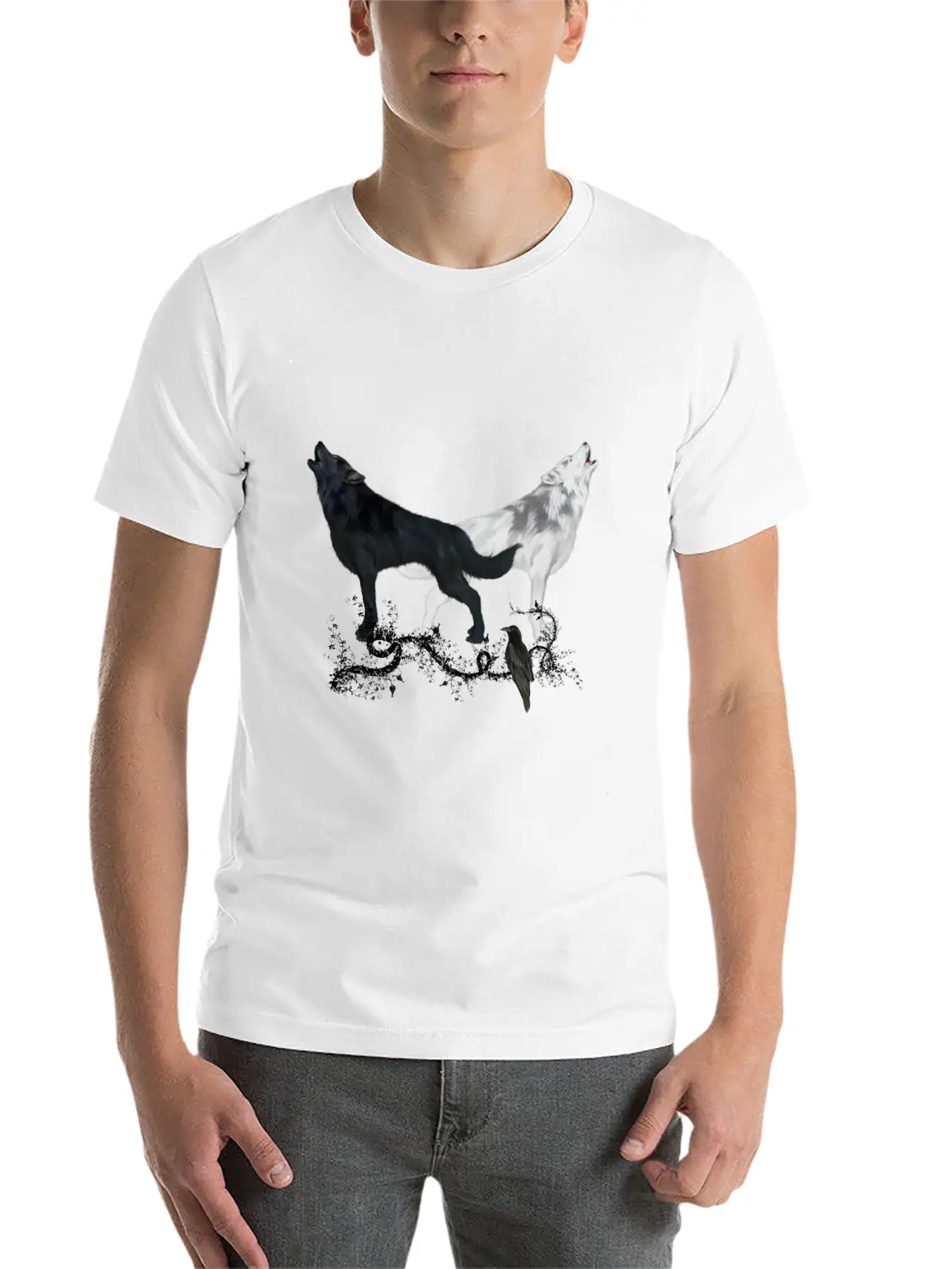 Awesome Black And White Wolf Stylish Everyday T-Shirt – Unisex Basic Cotton Tee