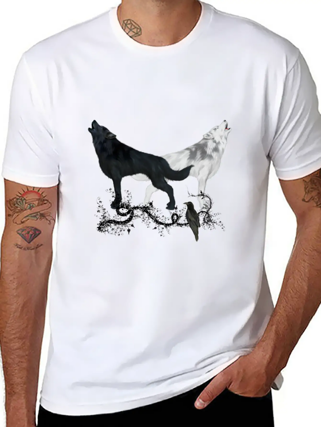 Awesome Black And White Wolf Stylish Everyday T-Shirt – Unisex Basic Cotton Tee