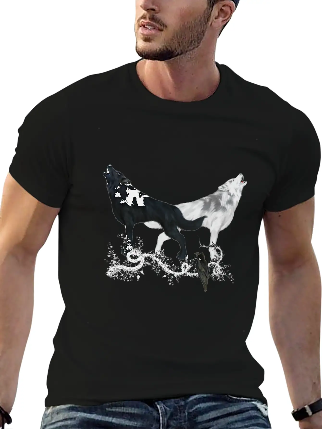 Awesome Black And White Wolf Stylish Everyday T-Shirt – Unisex Basic Cotton Tee