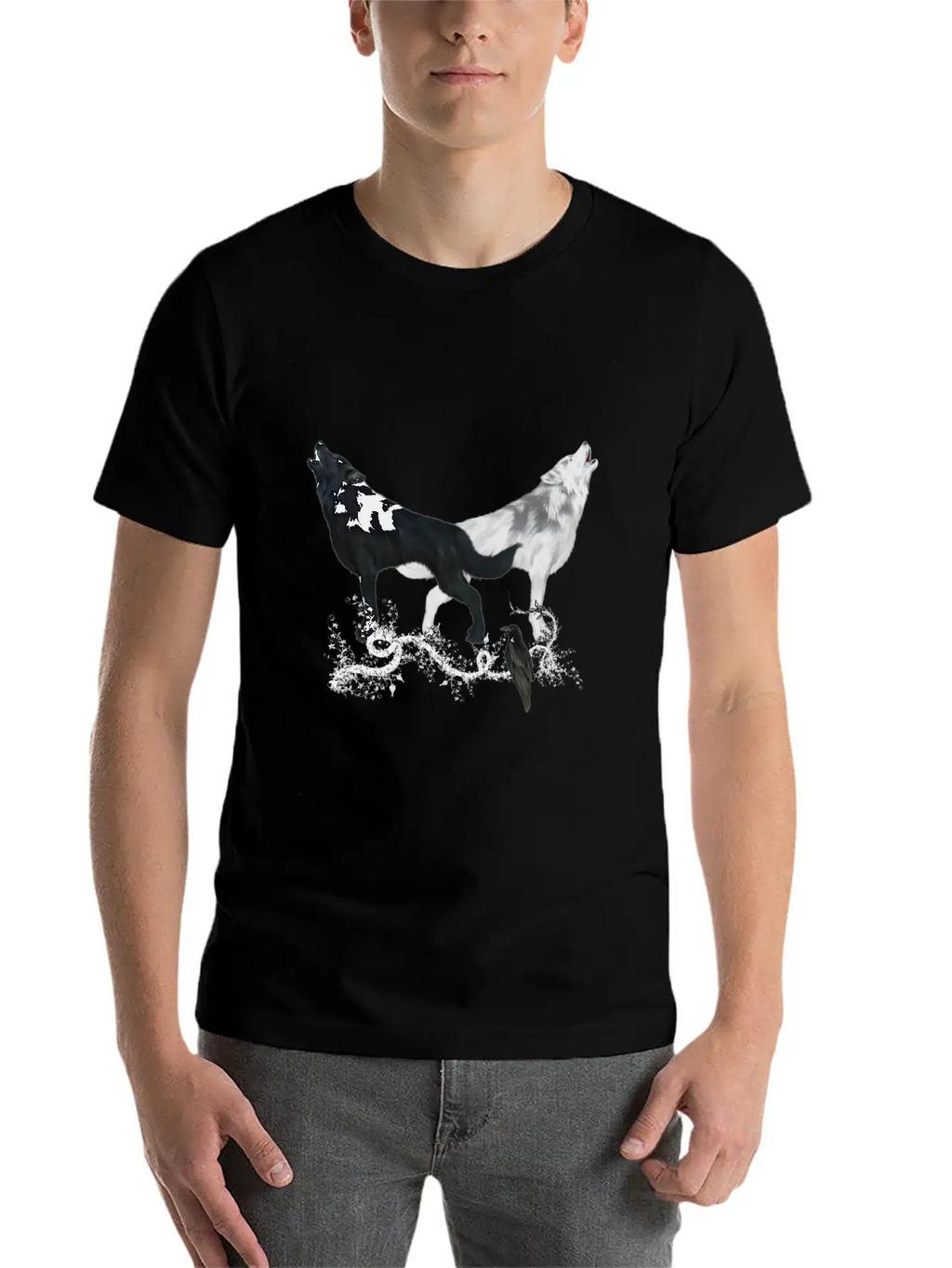 Awesome Black And White Wolf Stylish Everyday T-Shirt – Unisex Basic Cotton Tee