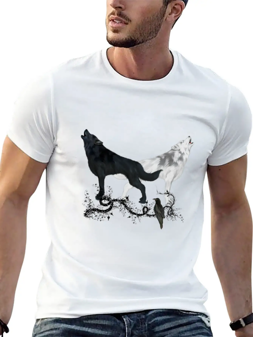 Awesome Black And White Wolf Stylish Everyday T-Shirt – Unisex Basic Cotton Tee