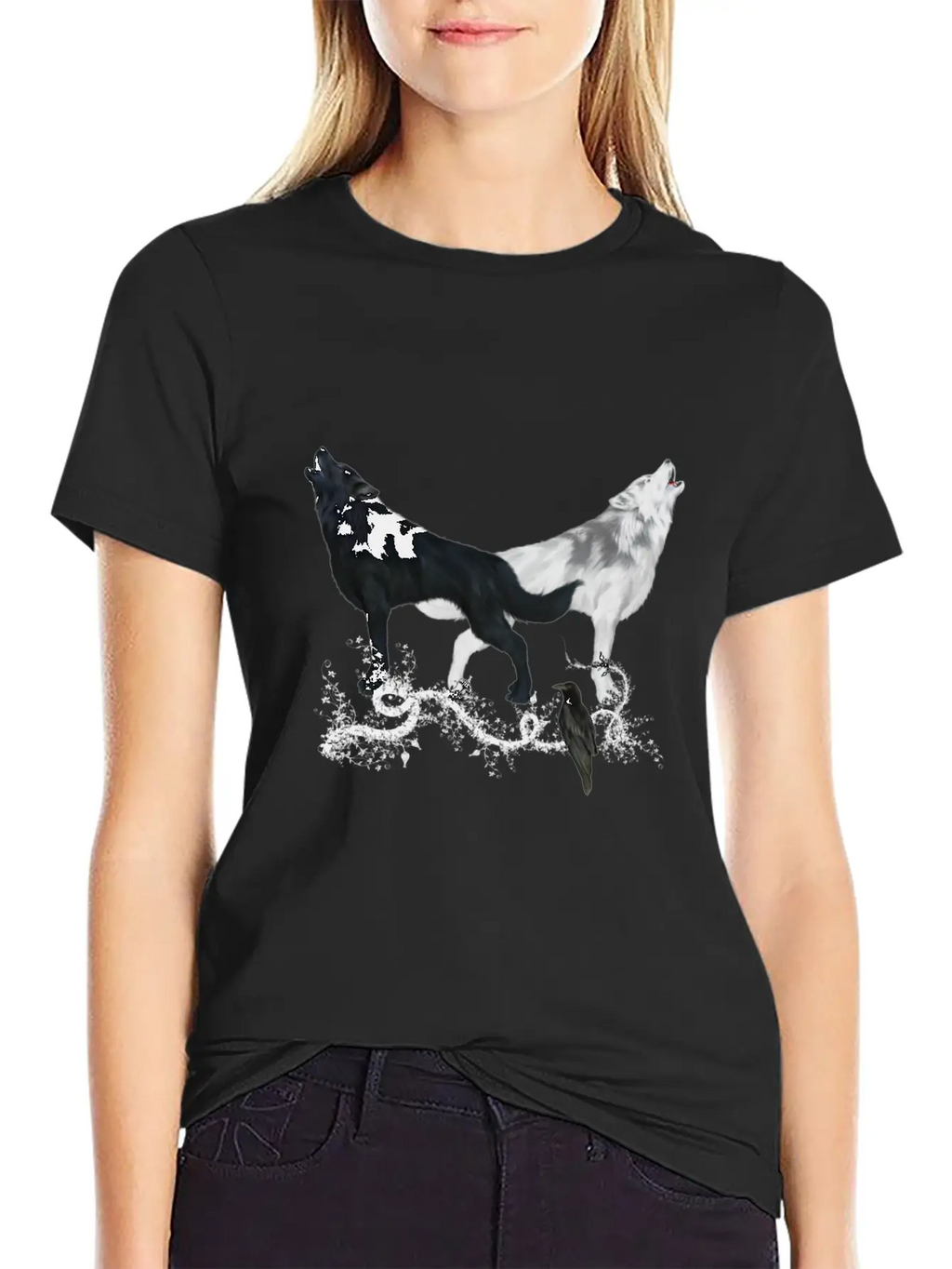 Awesome Black And White Wolf Stylish Everyday T-Shirt – Unisex Basic Cotton Tee