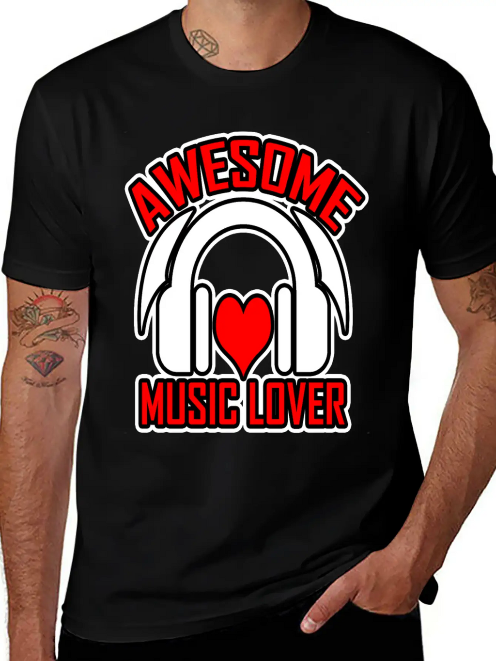Awesome Music Lover 2 Unisex Short Sleeve Soft Cotton T-Shirt – Casual Everyday Wear