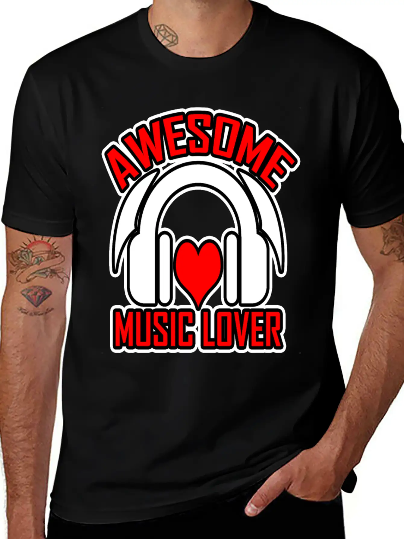 Awesome Music Lover 2 Unisex Short Sleeve Soft Cotton T-Shirt – Casual Everyday Wear