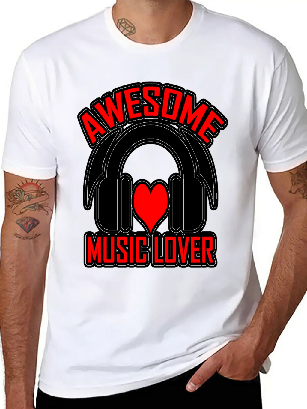 Awesome Music Lover 2 Unisex Short Sleeve Soft Cotton T-Shirt – Casual Everyday Wear